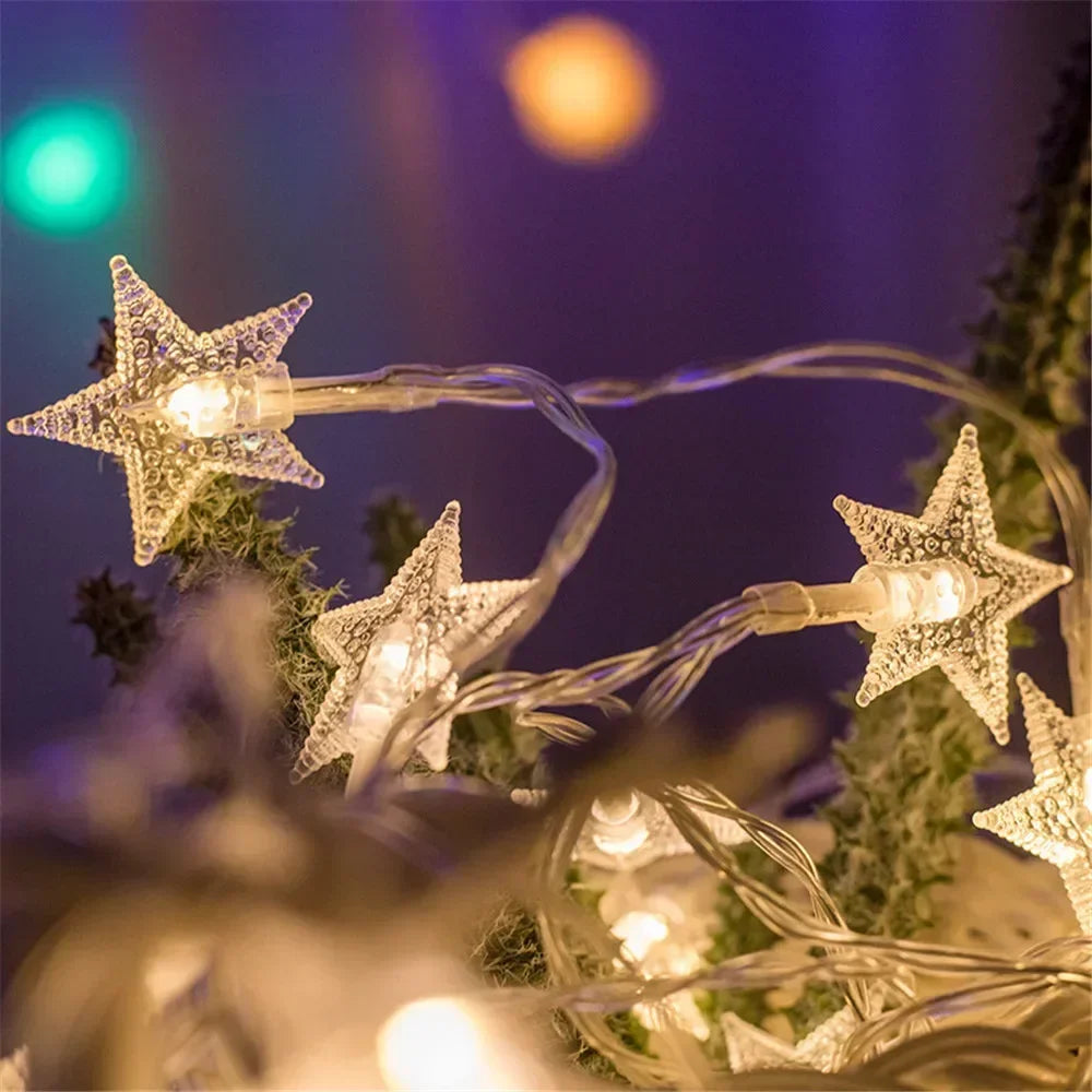 Battery Power Star String Lights Led Fairy Light Christmas Garland for New Year Wedding Party Camping Home Decoration Ramadan