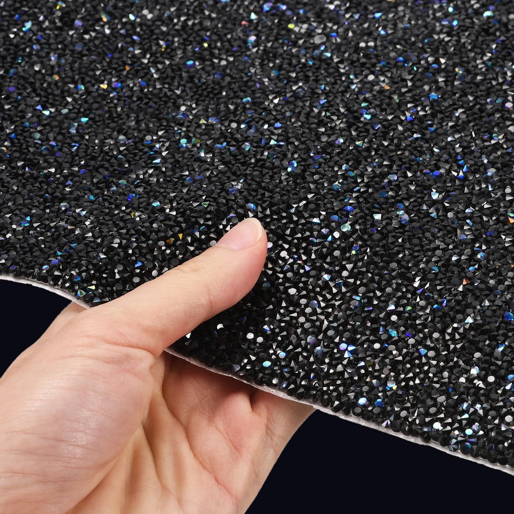 Bling Rhinestone Stickers Resin Decoration Stickers Self-Adhesive Glitter Crystal Sheet Stickers Black Blue AB for Crafts Decora