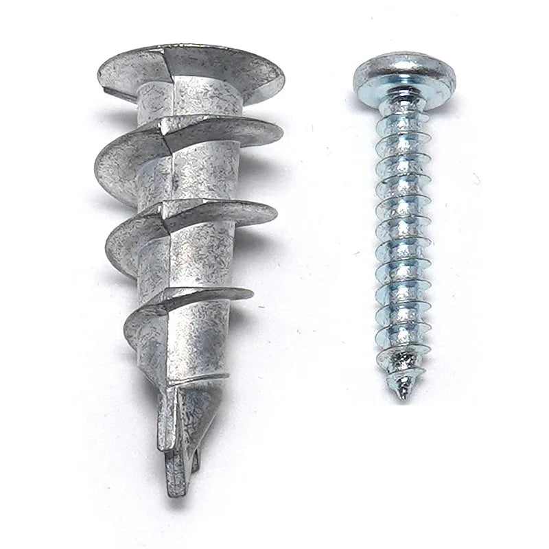 50/100 PCS Self-Drilling Drywall/Hollow Wall Anchor Kit With Zinc Plated Cross Head Self Tapping Screws ﻿