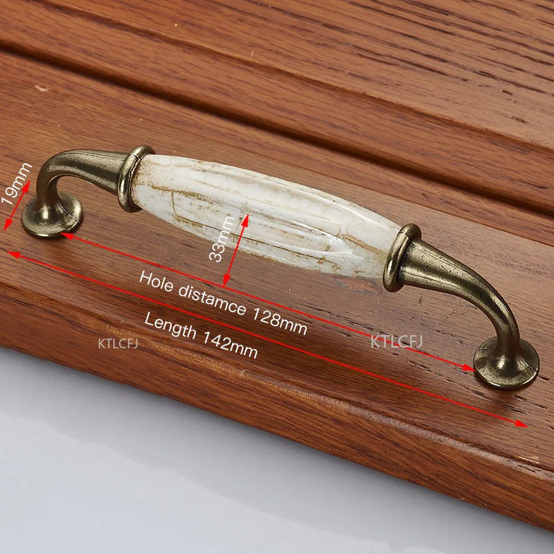 European Bronze Ceramic Cabinet Handles Zinc Alloy Drawer Knobs Wardrobe Door Handles Furniture Handle