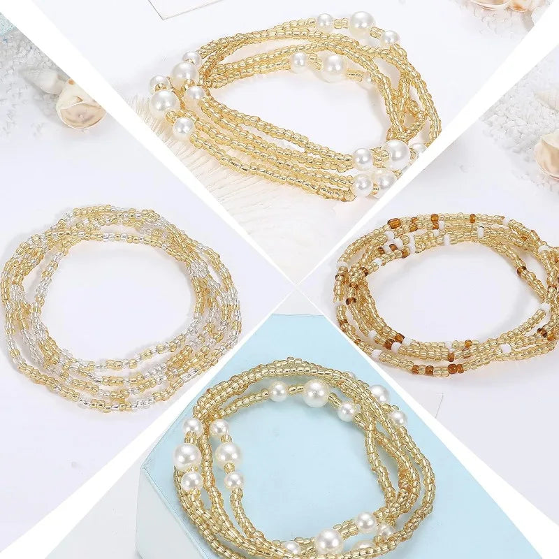 3Pcs Waist Beads for Women Belly Beads Elastic Chain African Waist Beads for Women Plus Size Bikini Jewelry