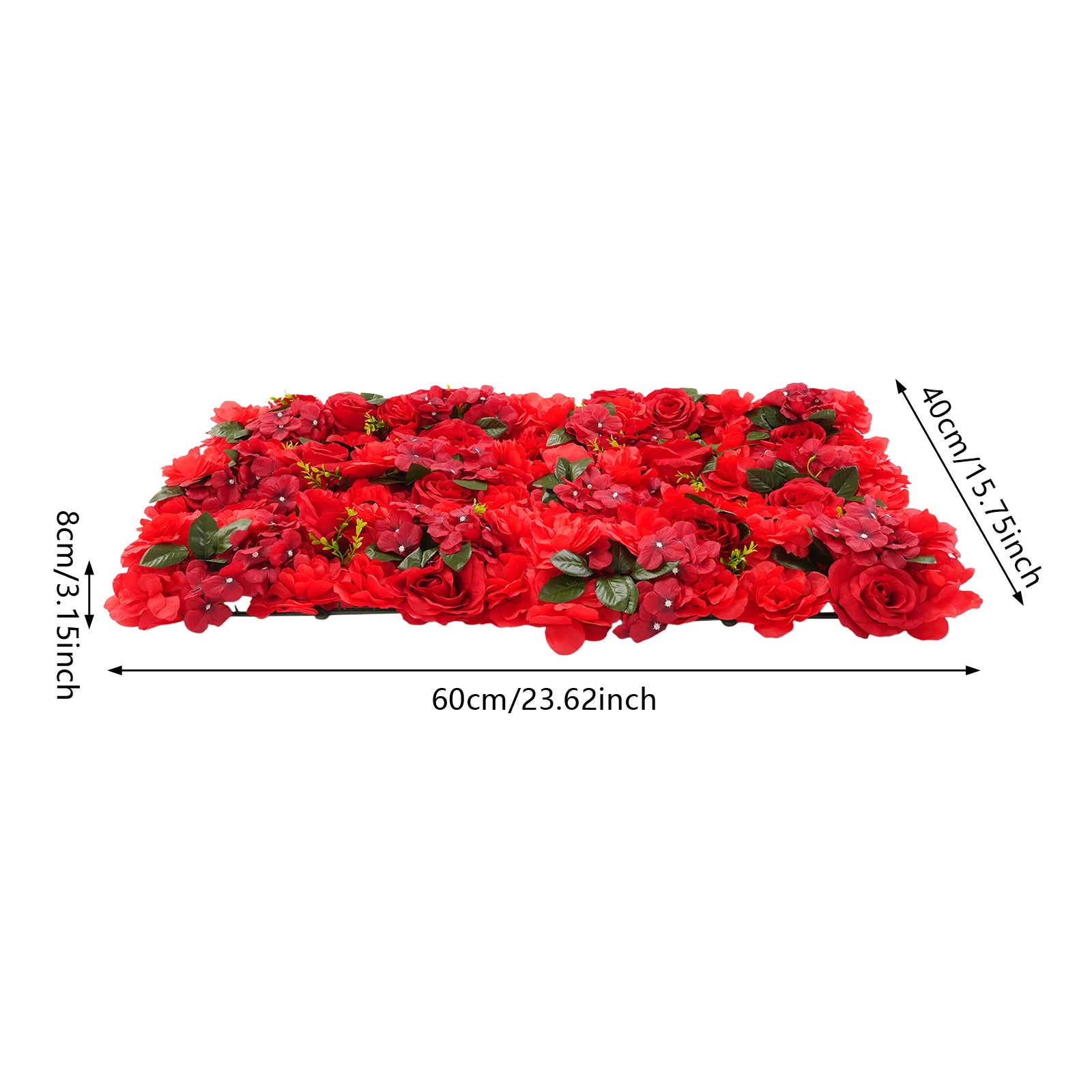 6pcs Artificial Flower Wall Background Wedding Parties Flower Wall Mat Artificial Flower Wall Panels Red Rose Decor