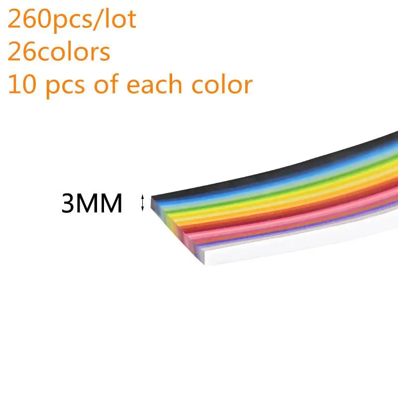 260 Pcs Origami Handmade Children DIY Art Craft Mixed Color Scrapbooking Stripes Quilling Paper Design Tools Color Strips 4 Size