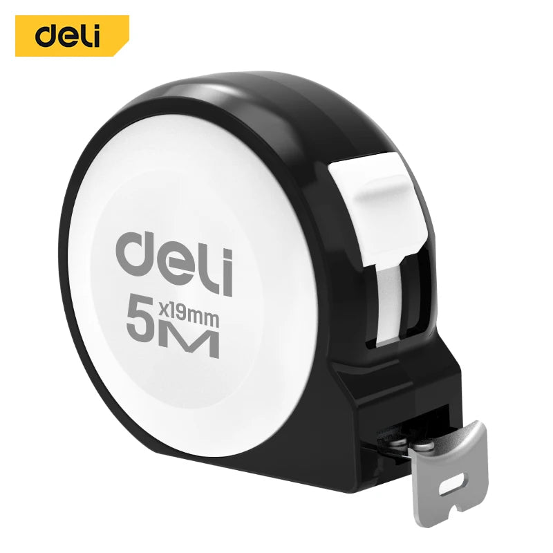 Deli Tools 1 Pcs 5M Measuring Tape Black Carbon Steel Material High Quality Household Woodworking Portable Measuring Tool