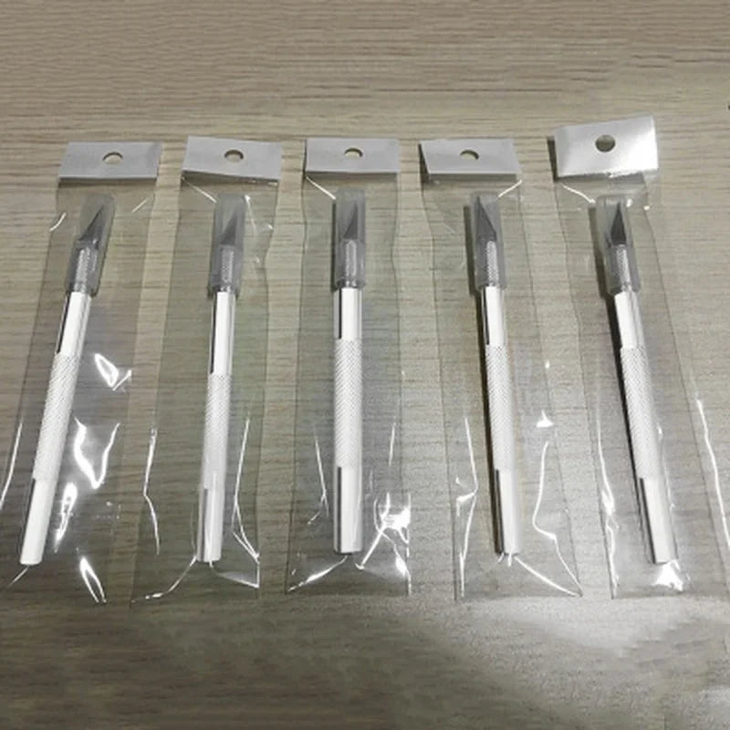 Precision Aluminum Craft Knife with 6 Blades for Rubber Stamp Carving Model Building Phone Screen Protector Cutting