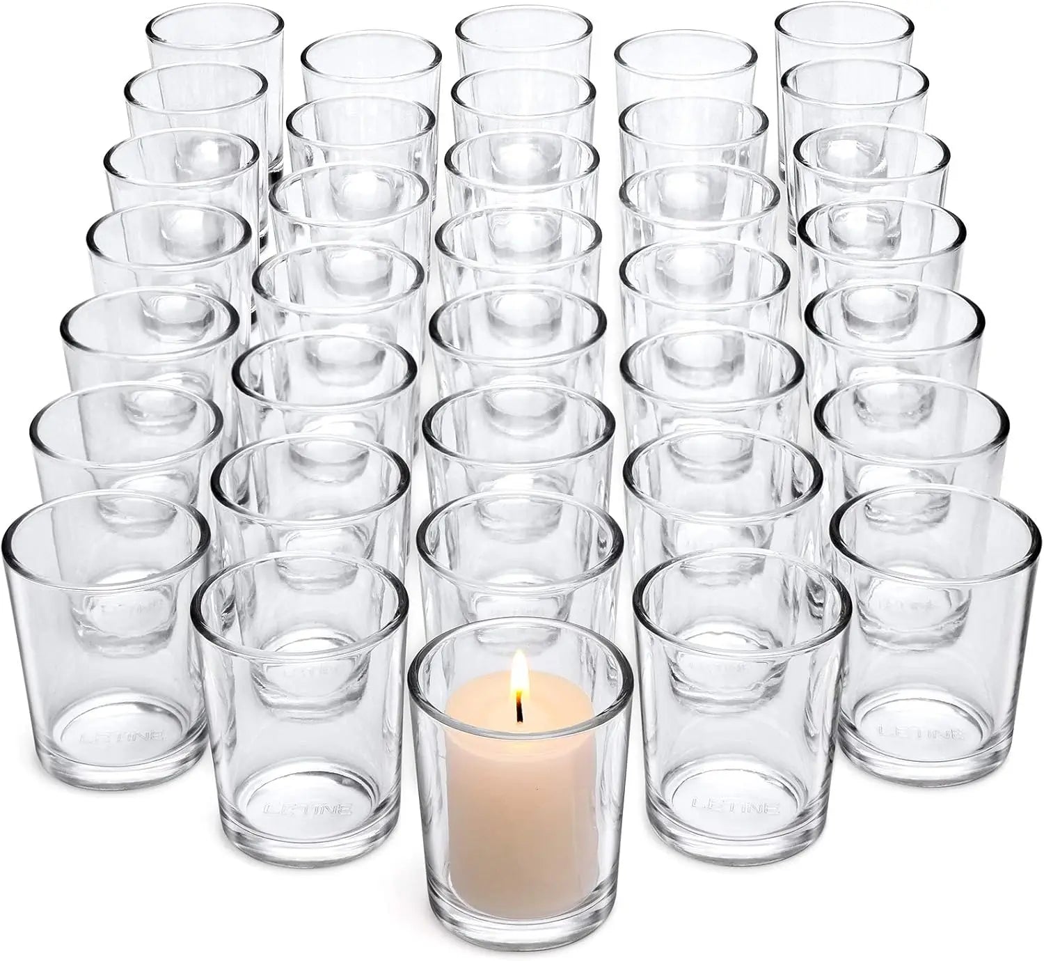 36-Pack Clear Glass Votive Candle Holders for Wedding, Home Decor, Christmas and Valentines Day
