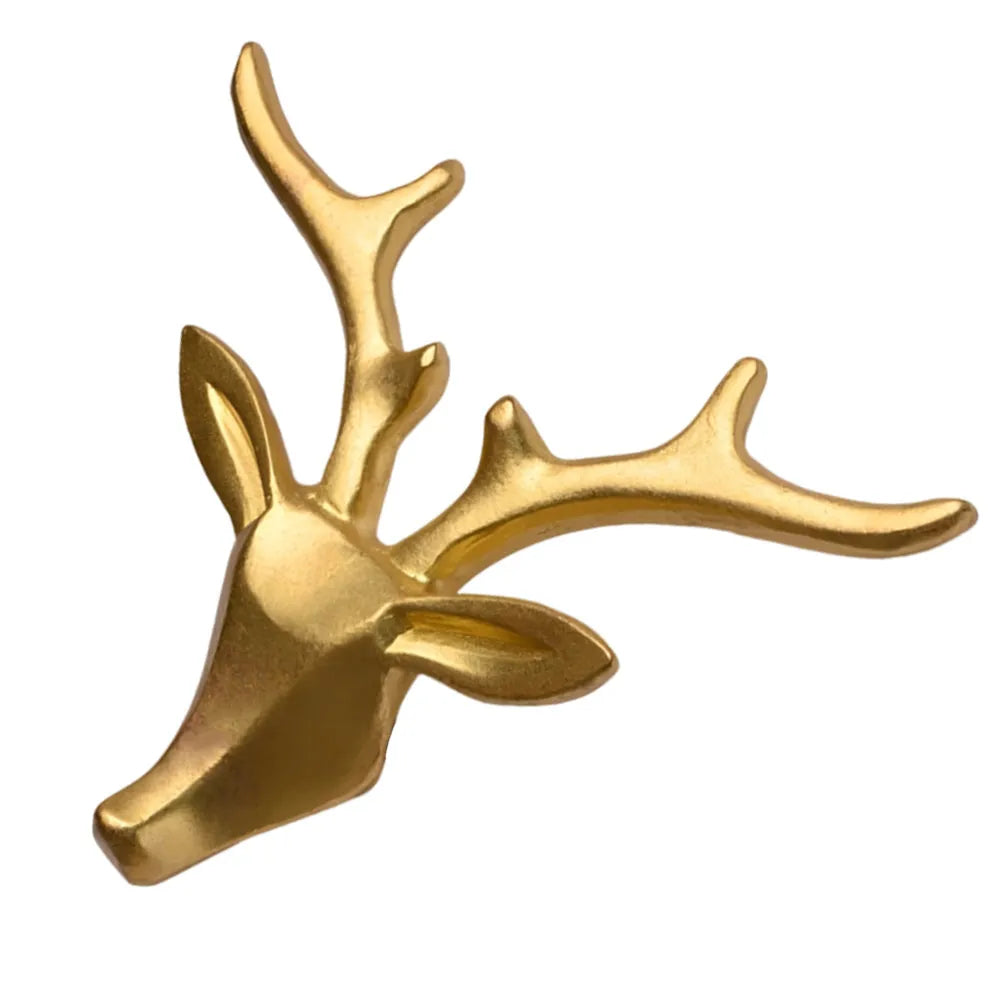 Cute Brass Deer Head Handle for Cabinets Drawers Wardrobes Shoe Cabinets Elegant Decorative Knob Pull Modern Rustic Home