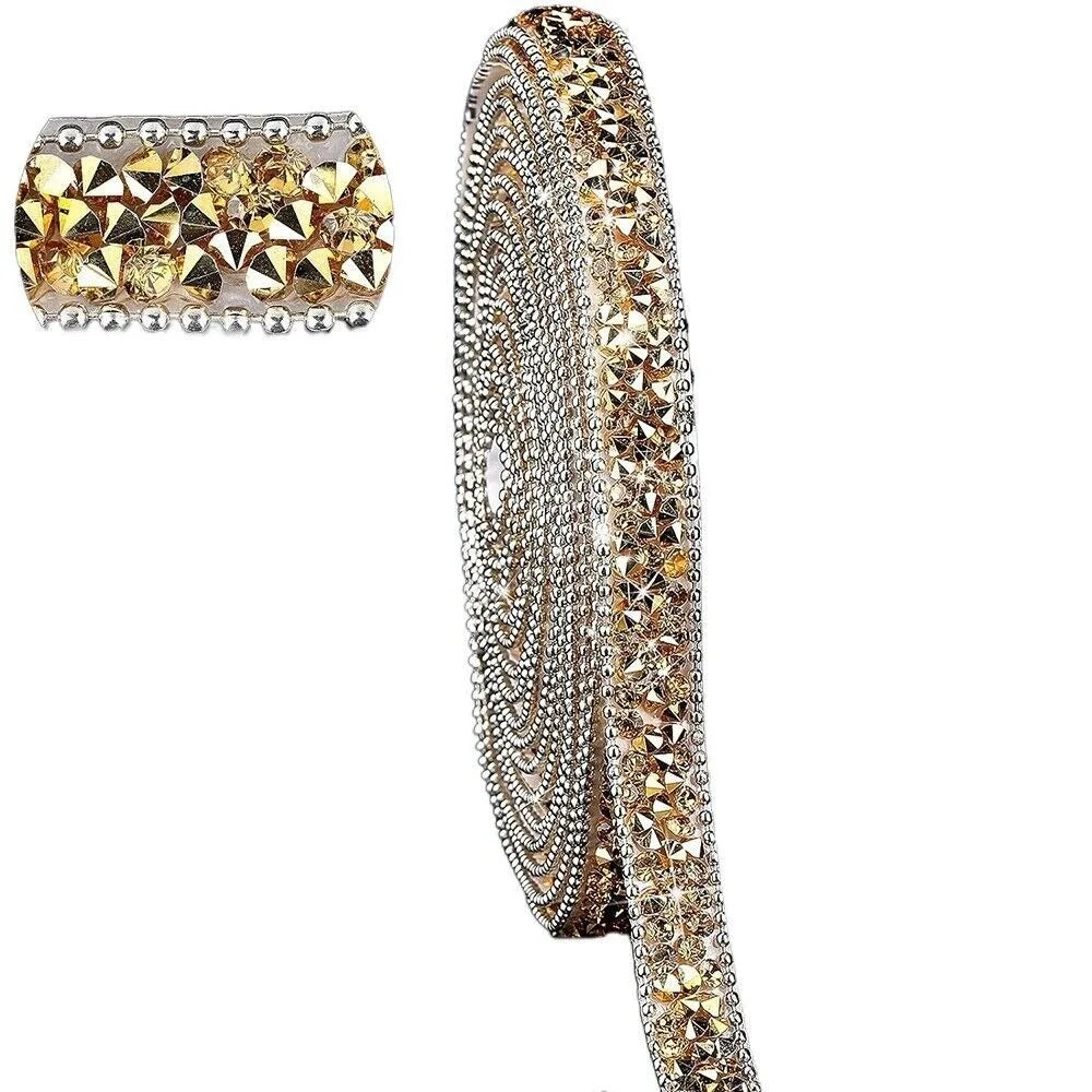 New Self Adhesive Crystal Rhinestone Sticker Bling Crystal 1cm Width Rhinestone Ribbon DIY Sticker Crystal Roll Glitter