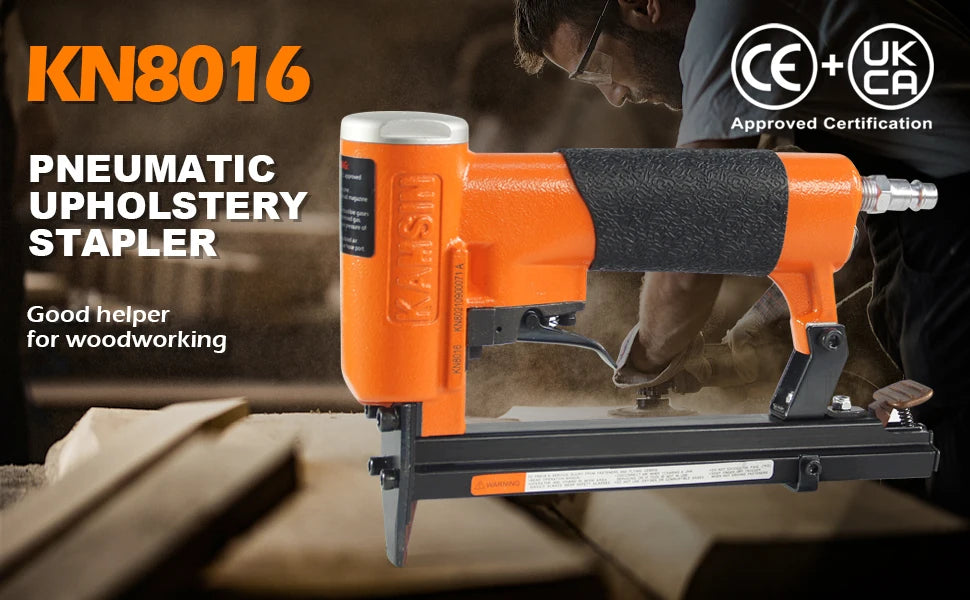 KAMSIN KN8016 Pneumatic Upholstery Stapler, 21GA, 80 Type, 1/2 Crown, Air Furniture Stapler, Fine Wire Staple Gun
