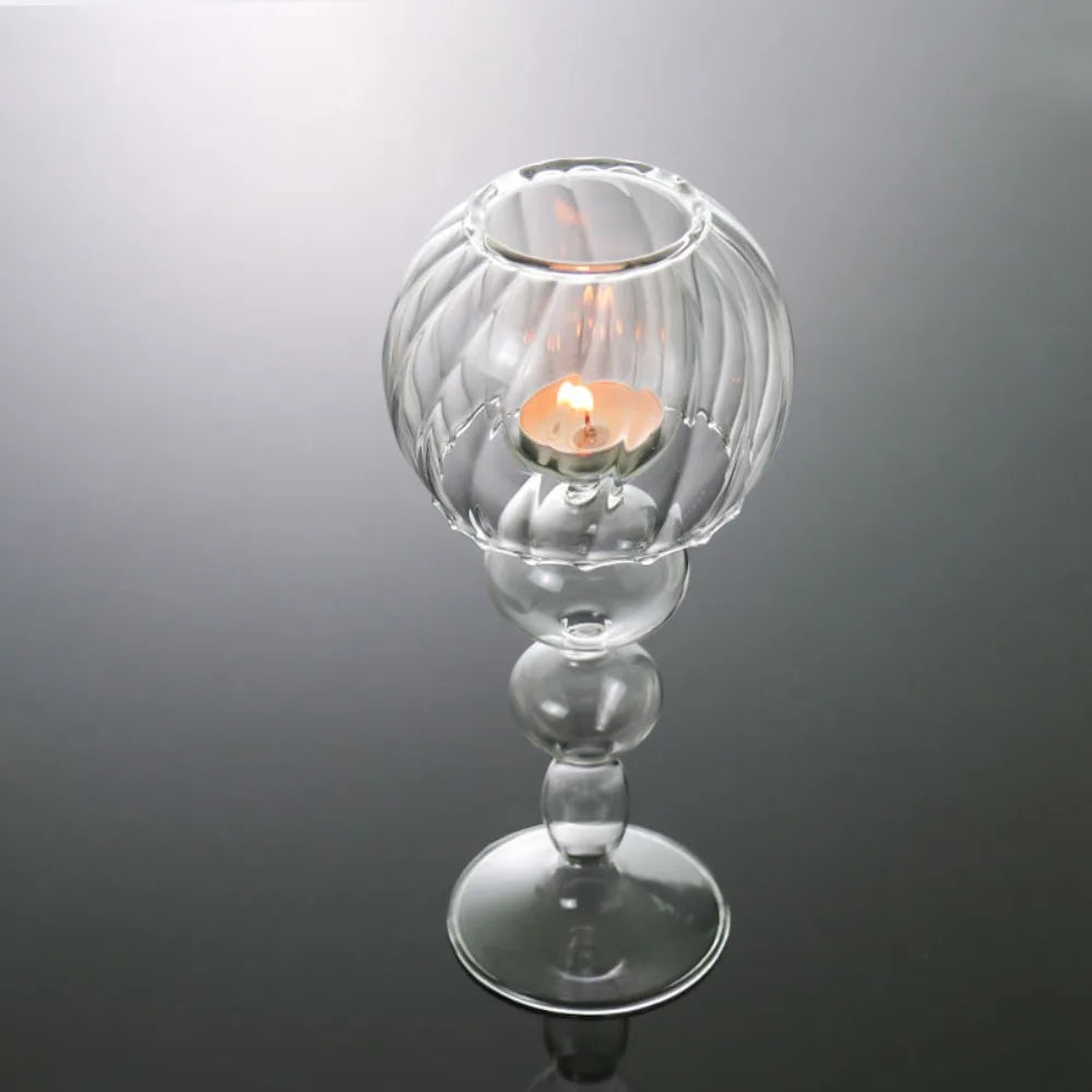 Nordic Style Transparent Glass Candle Holder Romantic Wedding Decoration Modern Candle Holder Home Table Centerpiece Decor