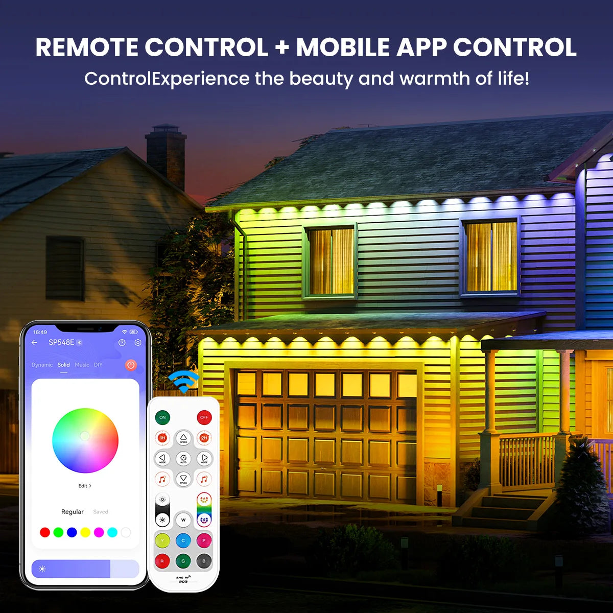 150FT 90LEDS, Permanent Outdoor LED strip Lights, Smart RGBIC Outdoor Lights With 72 Scene Modes, Garden Yard, IP68 Eaves Lights