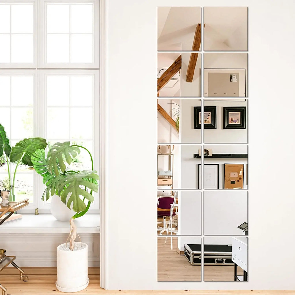 3D Mirror Wall Sticker DIY Square Acrylic Decal 2mm Full Body Wall Mirror Stickers for Bedroom Living Room Home Decor 2/4pcs