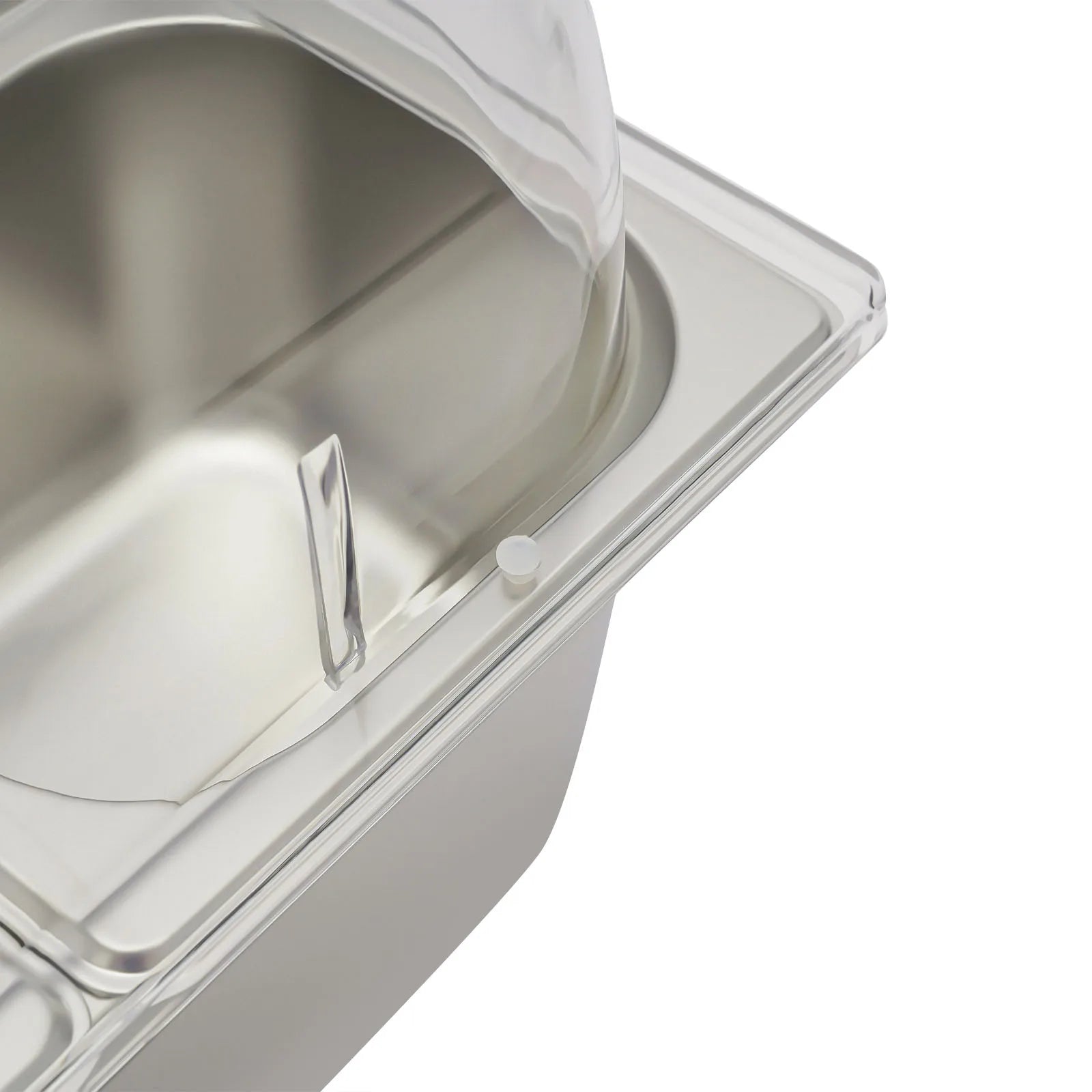 6-Pan Ice Food Serving Display Tray with Clear Roll Top Cover Cold Food Buffet Tray 15 CM Height Countertop Salad Fruit Box