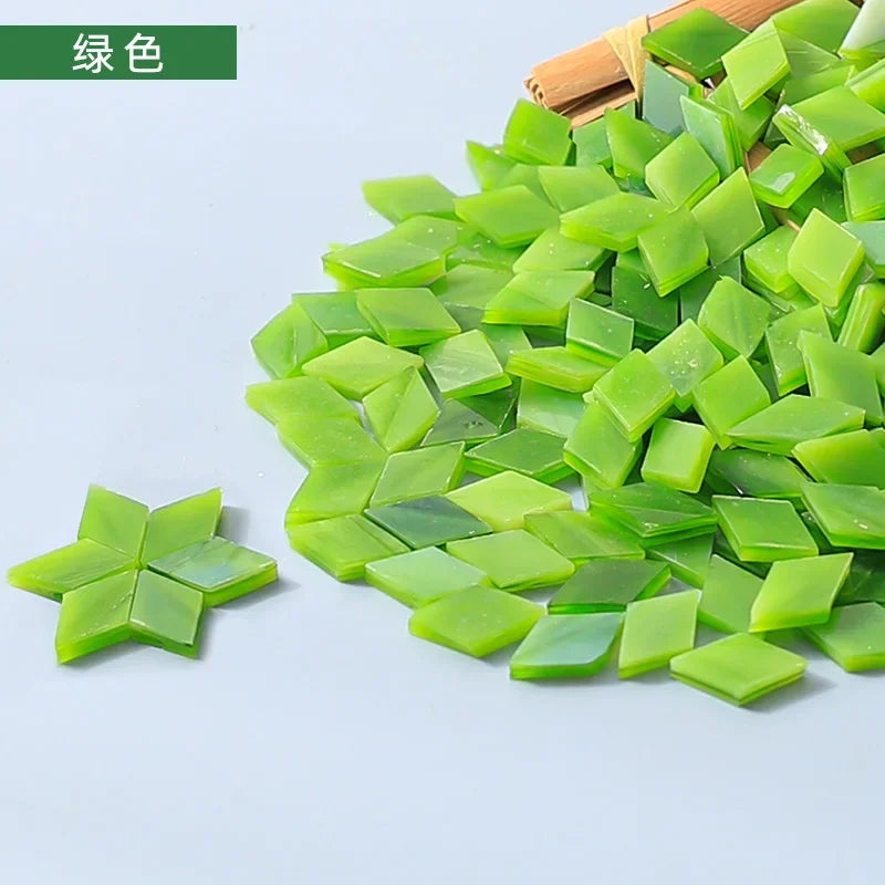 200g Diamond Shape Mosaic Mica Stained Glass Mosaic Tiles Mosaic Making Tiles for Puzzle Art DIY Craft Lamp Table Accessories