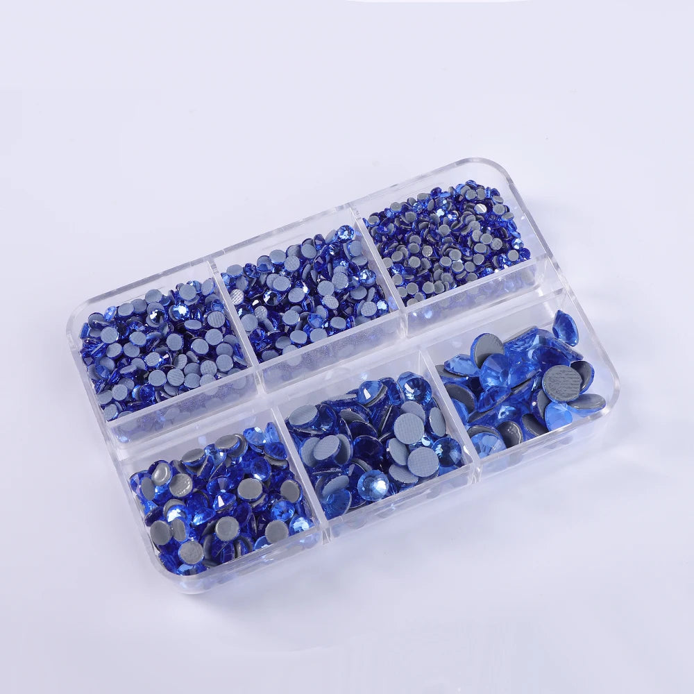 SS6-SS30 Boxed Glass Hotfix Crystal Mix Size Flatback Rhinestones Iron On Diamond Stones For Nail Art Crafts Dress Decoration