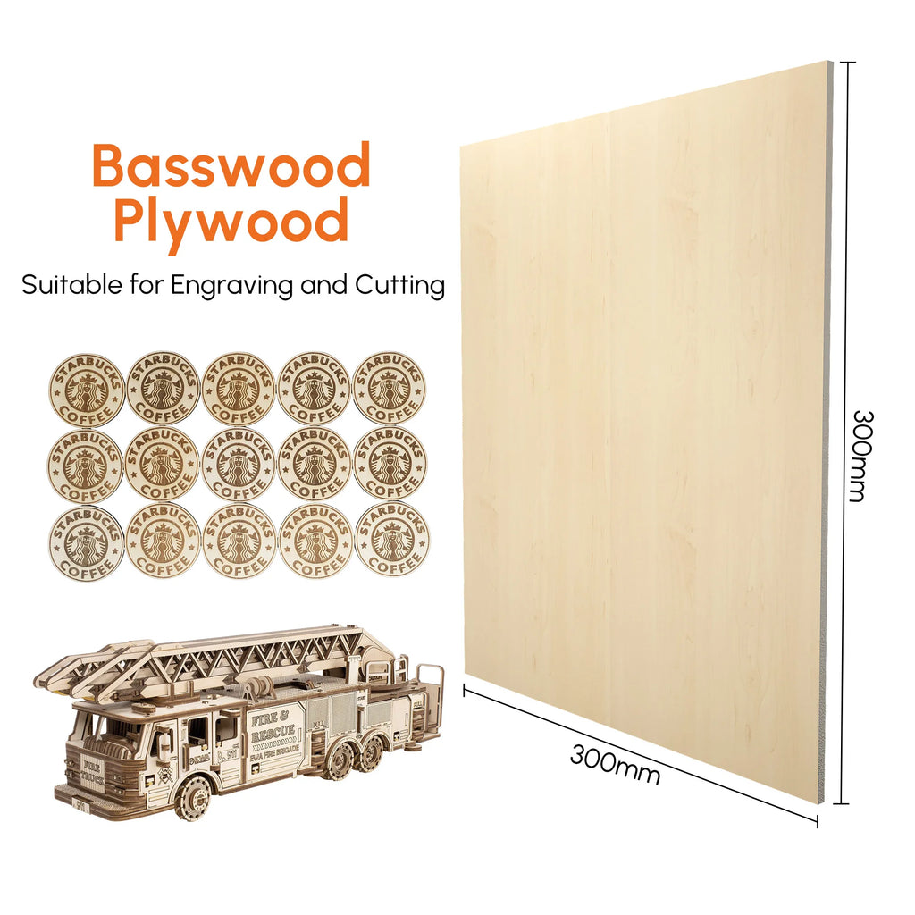 10pcs Basswood Sheets Plywood 300x300mm 3mm Thick For Craft DIY Project Cutting Wood DIY Craft Model Wood Plate Accessories