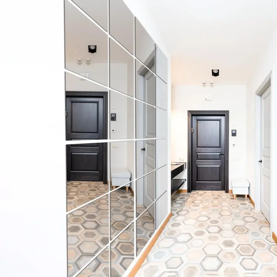 Home Gym Mirror Tiles for Wall, 14 x12 x12PCS Full Length Home Gym Workout Mirror for Garage, Bedroom, Living Room, Over The Do
