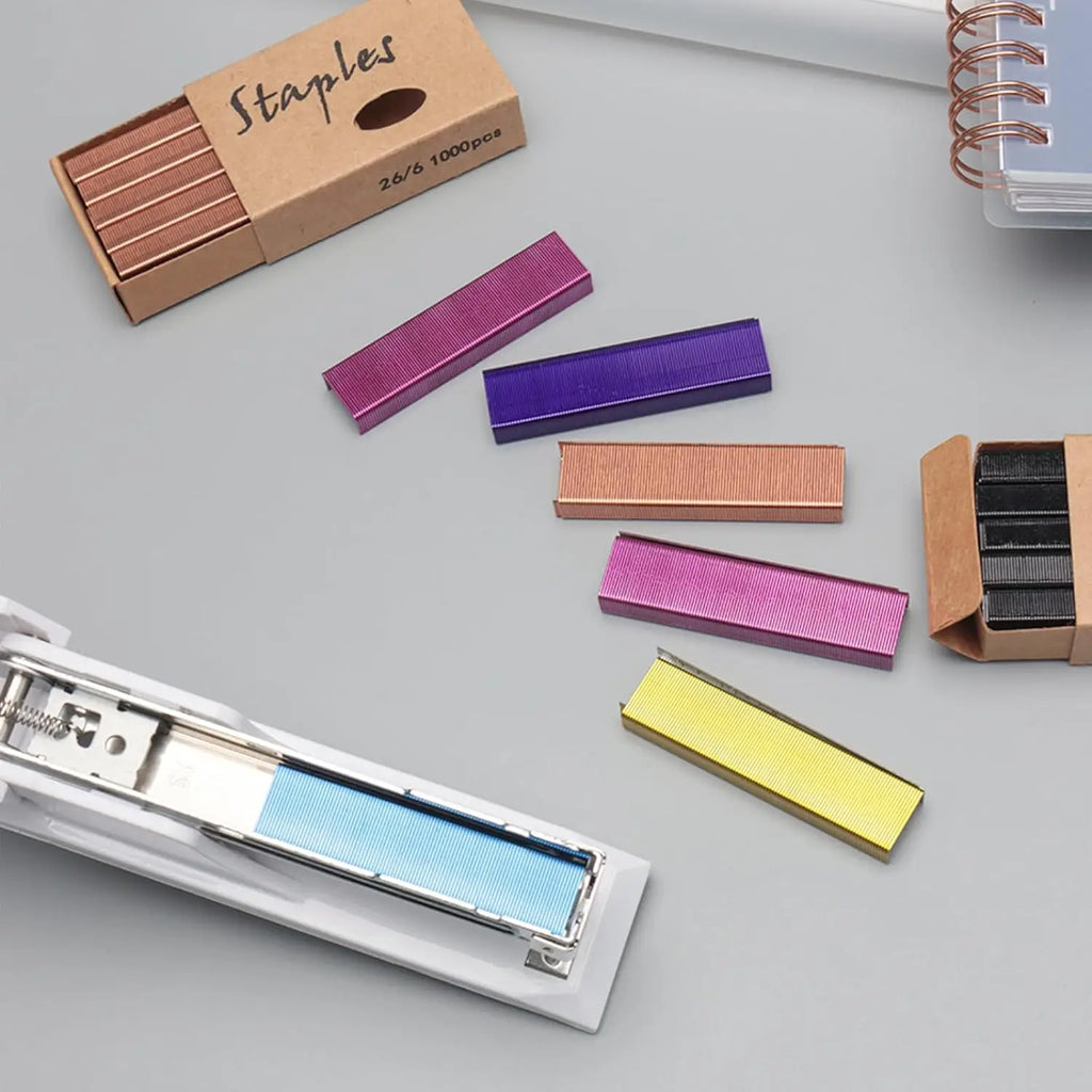6000 Colorful Staples for Manual Staplers, 6 Colors 1000 Each, Office School Supplies Refill