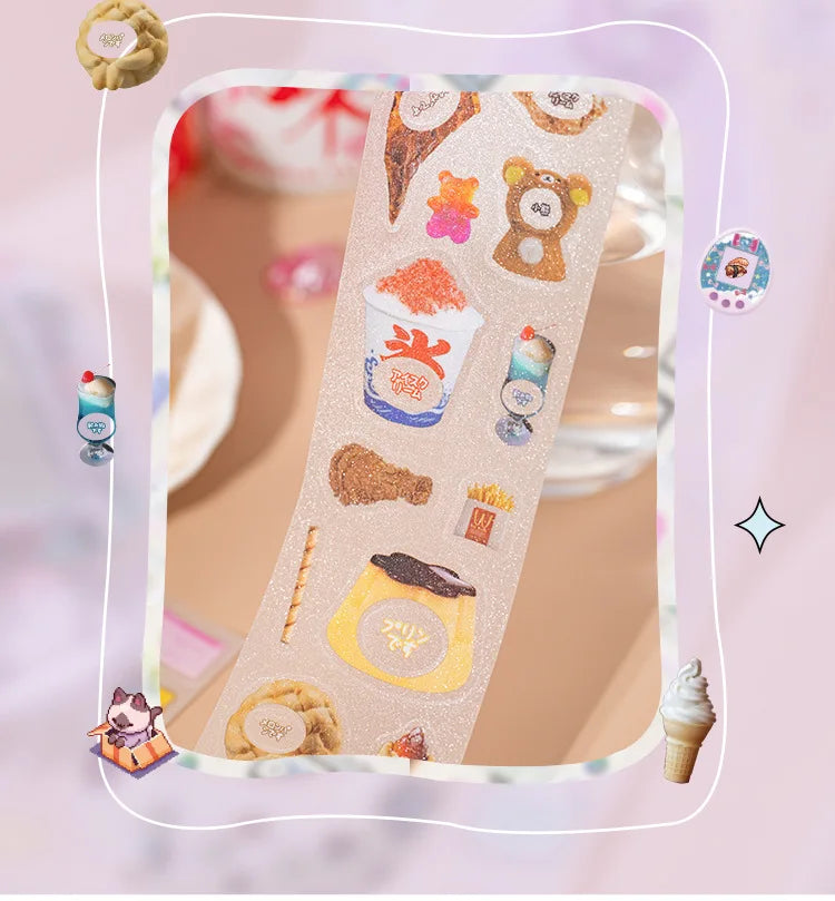 Mr Paper 4rolls Glitter Pet Die-Cut Tape Time Warp ins style cartoon border handbook goo card decorative collage DIY Dairy Card