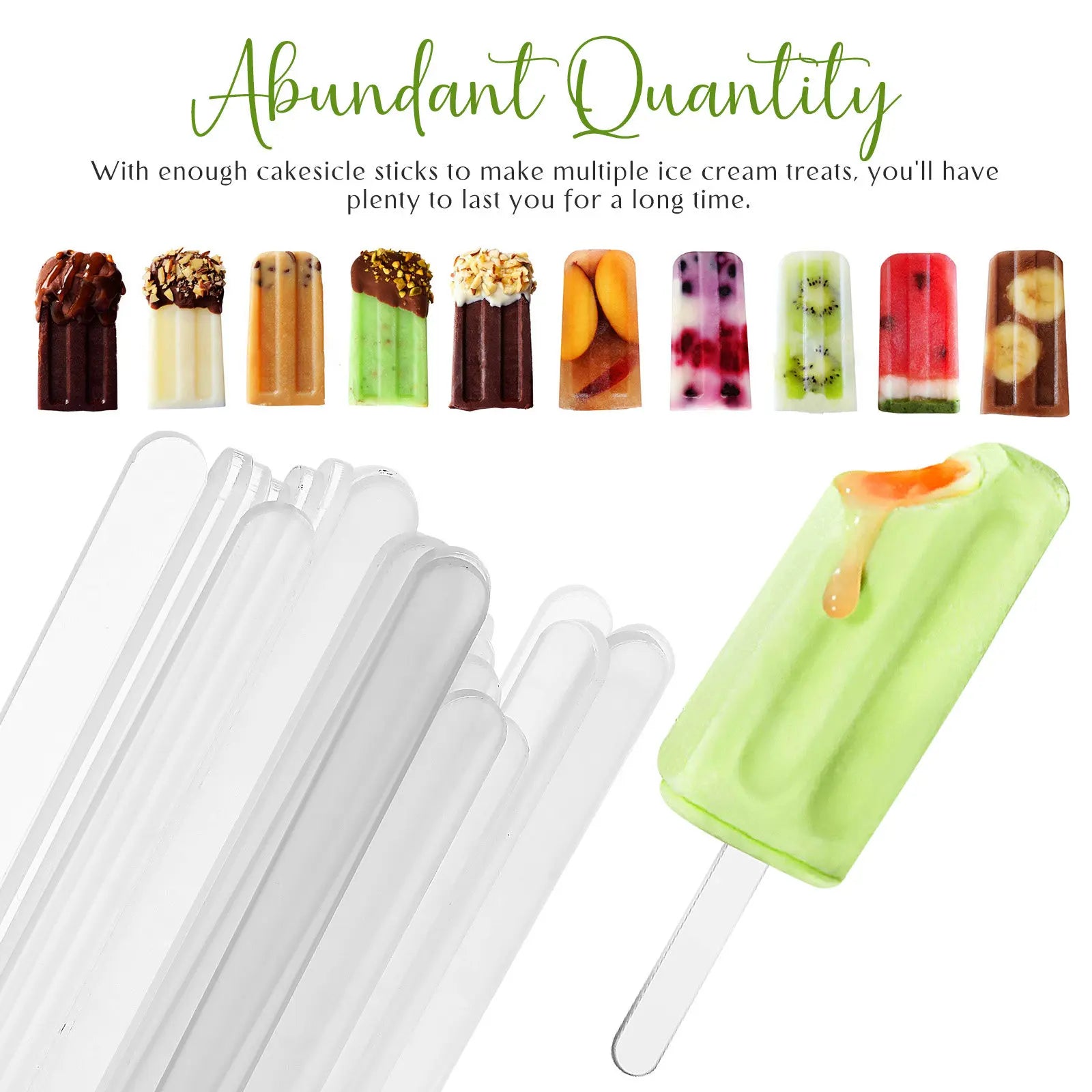 30Pcs Food Safe Acrylic Popsicle Sticks Transparent Ice Cream Sticks for DIY Treats Candy Making Party Favors Craft