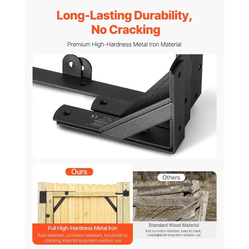 Gate Corner Brace Bracket, Anti Sag Gate Frame Hardware Kit, Gate Frame Brace Bracket with Latch Lock Rope, Latch Lock, for