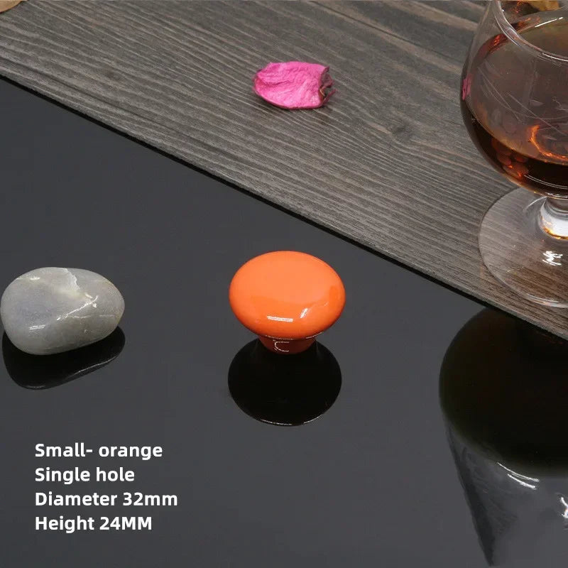 Colorful Ceramic Door Handles Round Cabinet Knobs Cupboard Drawer Wardrobe Pull Knob Furniture Candy Color Accessories