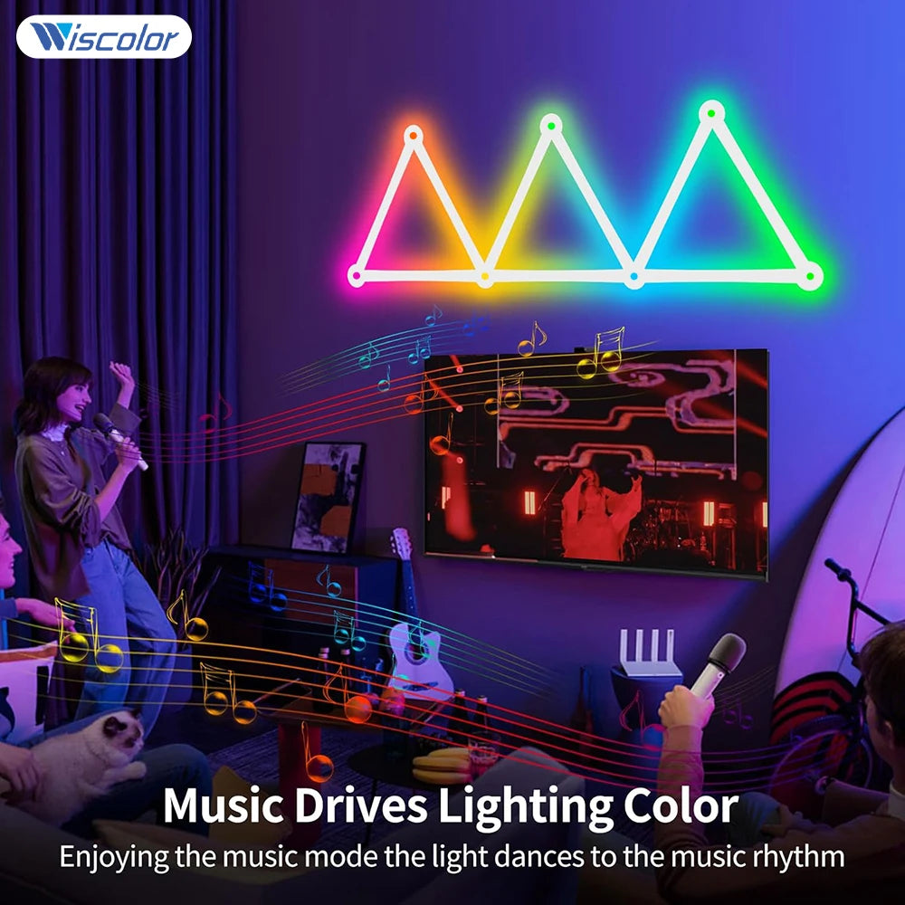 Wiscolor LED RGB Smart Wall Light DIY Atmosphere Night Light Game Room TV Backlight Decorative Wall Light Bar Music Rhythm APP
