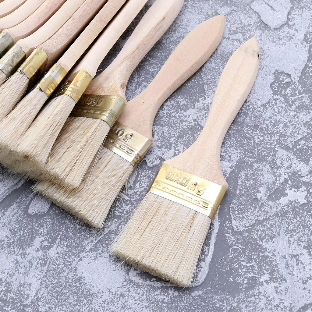 23pcs Paint Brushes Wooden Handle Bristle Brush for Wall Furniture Smooth Painting 2inch Thin Ergonomic supplies