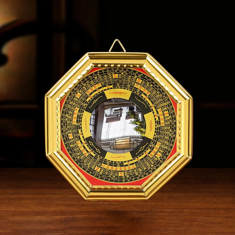 Adjust Feng Shui Gold-rimmed compass Bagua mirror Household hanging mirror concave and convex mirror Taoist Talisman crafts