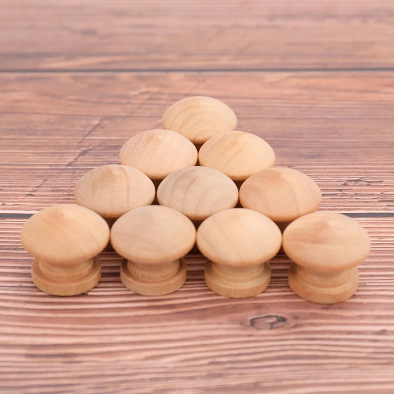 10pcs Wood Round Pull Knobs Natural Wooden Cabinet Drawer Handle Wardrobe Knobs Door Pull Kitchen Handle Furniture Hardware
