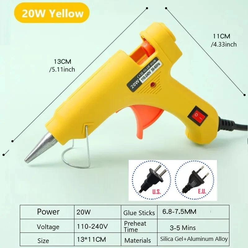 LAOA 25W Hot Melt Glue Gun with 7MM Glue Sticks Mini Industrial Thermo Electric Heat Gun Temperature Crafts Repair DIY Tool