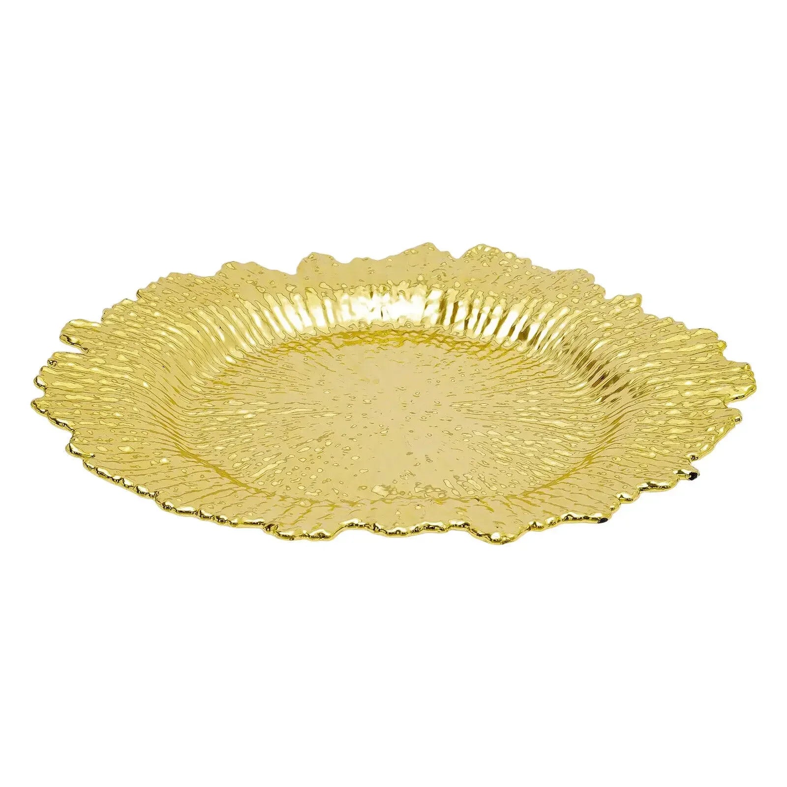 Gold Chargers PP Plate Decoratio Table Setting Restaurant Round Salad Reef Plate Pad for Wedding Christmas Dinner Decor 24Pcs