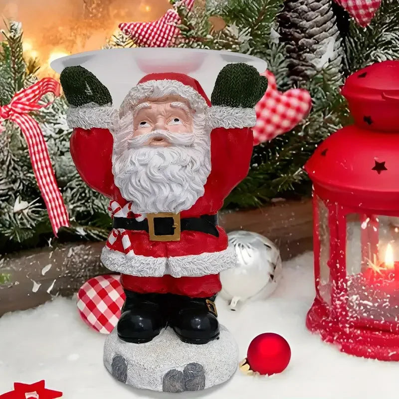 Resin Santa Claus Tray - Battery-Free Holiday Christmas Party Decorations for Festive Parties, Mantel, Sideboard - Durable Indoor/Outdoor Christmas Tabletop Ornaments - Easy to Clean, Exquisite Craftsmanship Design