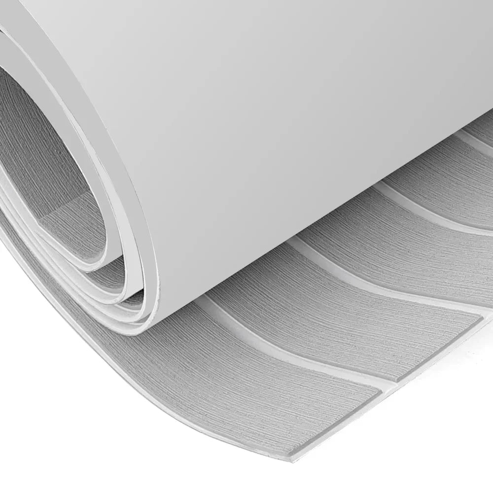 Grey and White EVA Foam Teak Sheet Marine Flooring Yacht Synthetic Boat Decking 240cm×90cm Self-Adhesive Pad Non-slip