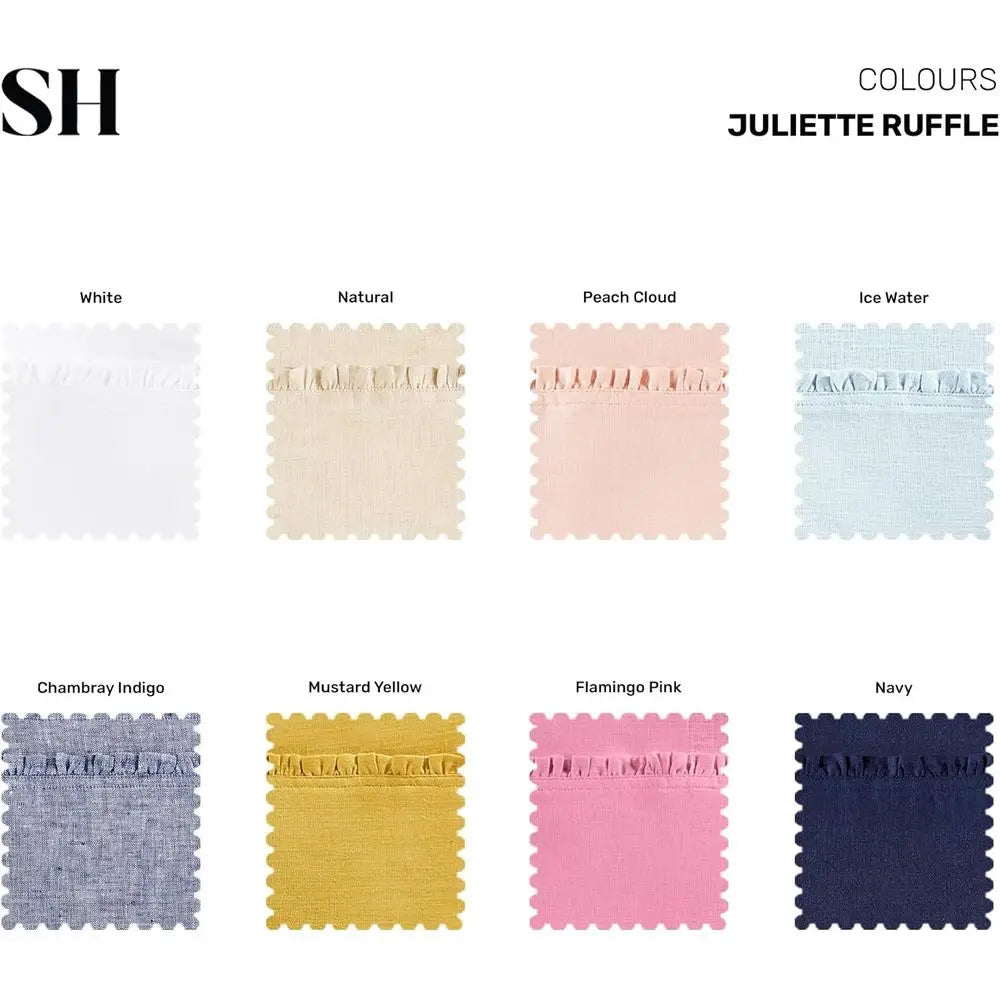 100% Pure Linen Mustard Yellow Table Runner, 14x90 Inches, Handcrafted, Machine Washable, Juliette Ruffle Style