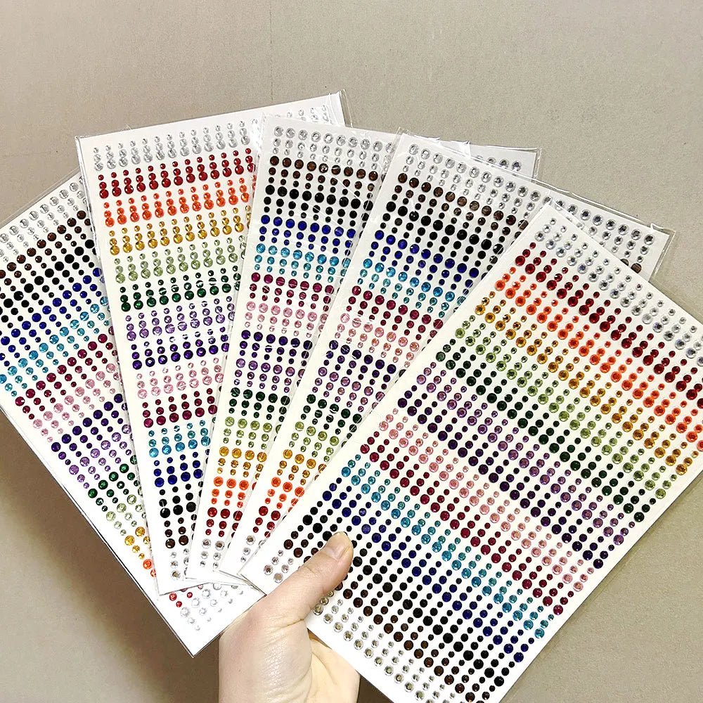 1sheet 900pcs Rainbow Face Glittle Gem Stickers Stick-On Facial Tattoo Eye Rhinestone Jewels  Mix Wedding Party Make Up
