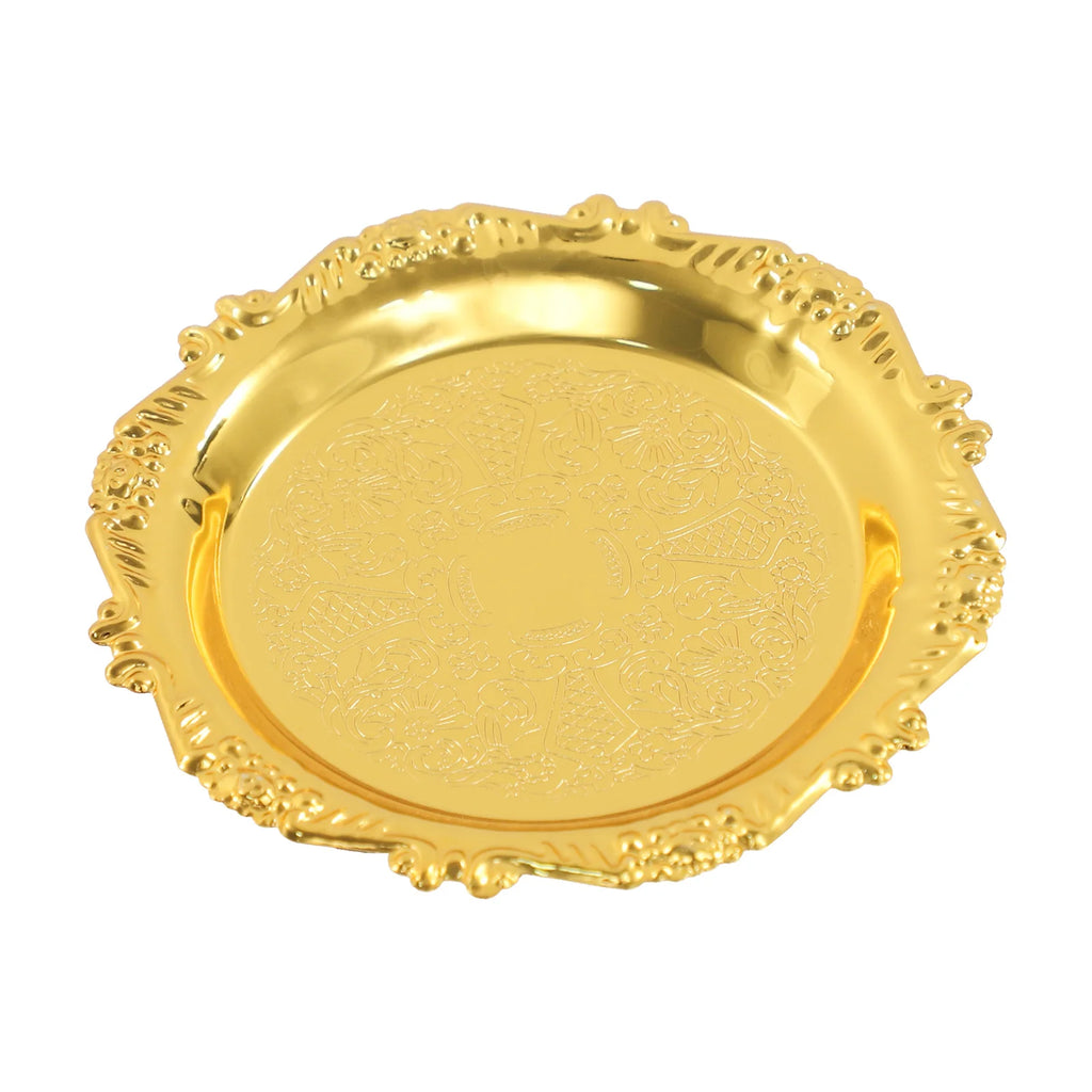 6PCS Snack Plates, 10cm Gold Serving Tray, Round Restaurant Serving Trays for Holding Fruit, Snacks, Desserts, Sweets, Jewellery