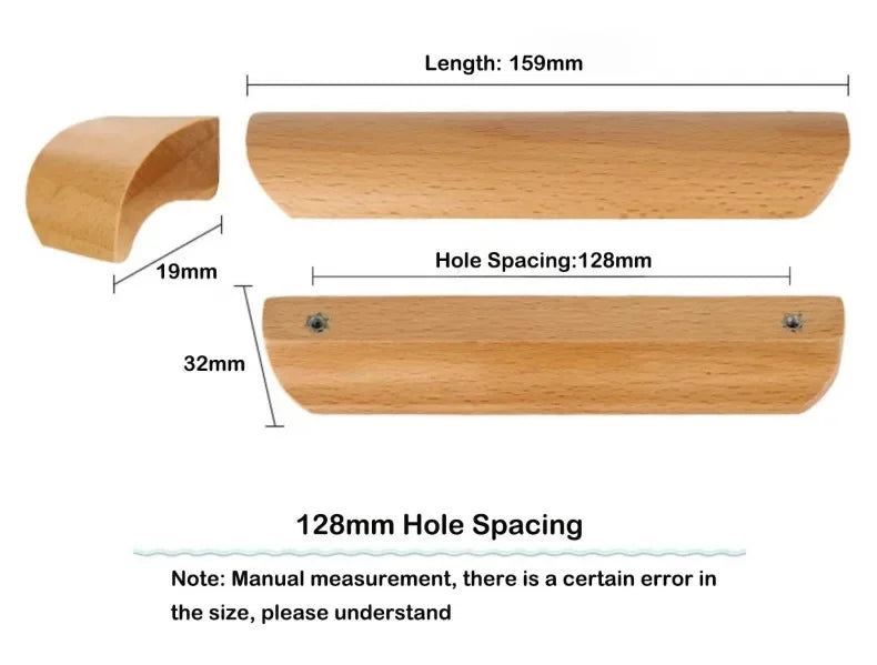 Natural Wood Furniture Handles Kitchen Door Knobs Cabinets Pulls Beech Wooden Handles for Cabinet and Drawers Furniture Hardware