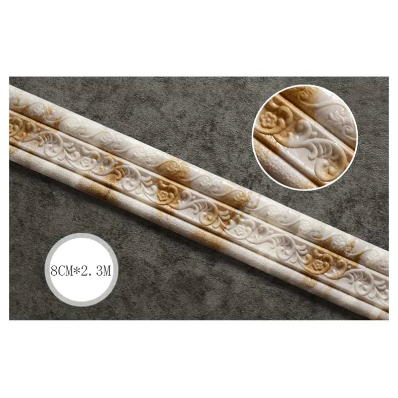 3D Self-adhesive Waist Line Wall Stickers 230cm DIY Background Wall Border Skirting Line Stickers Waterproof Strip Stickers