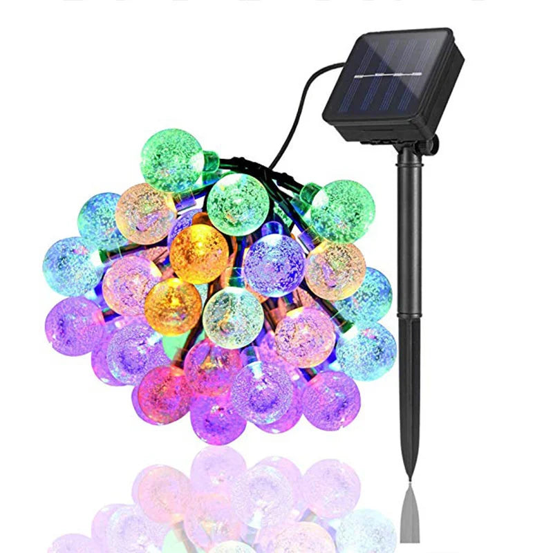 5/7/12m Solar String Light Outdoor LED Crystal Globe Light Solar Fairy Light Garden Light for Christmas Wedding Party Decoration