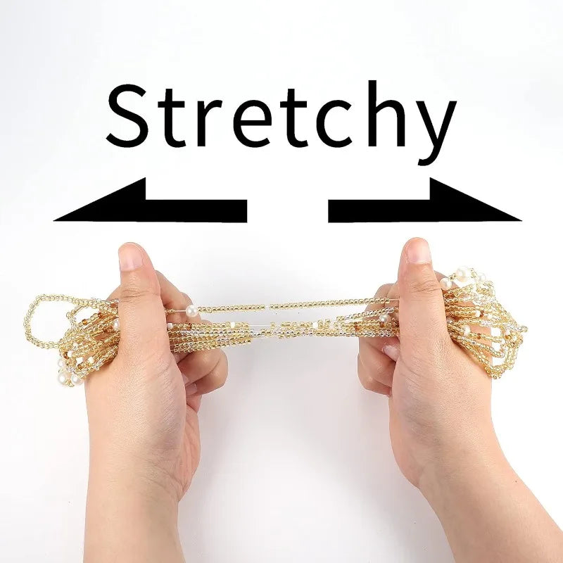 3Pcs Waist Beads for Women Belly Beads Elastic Chain African Waist Beads for Women Plus Size Bikini Jewelry