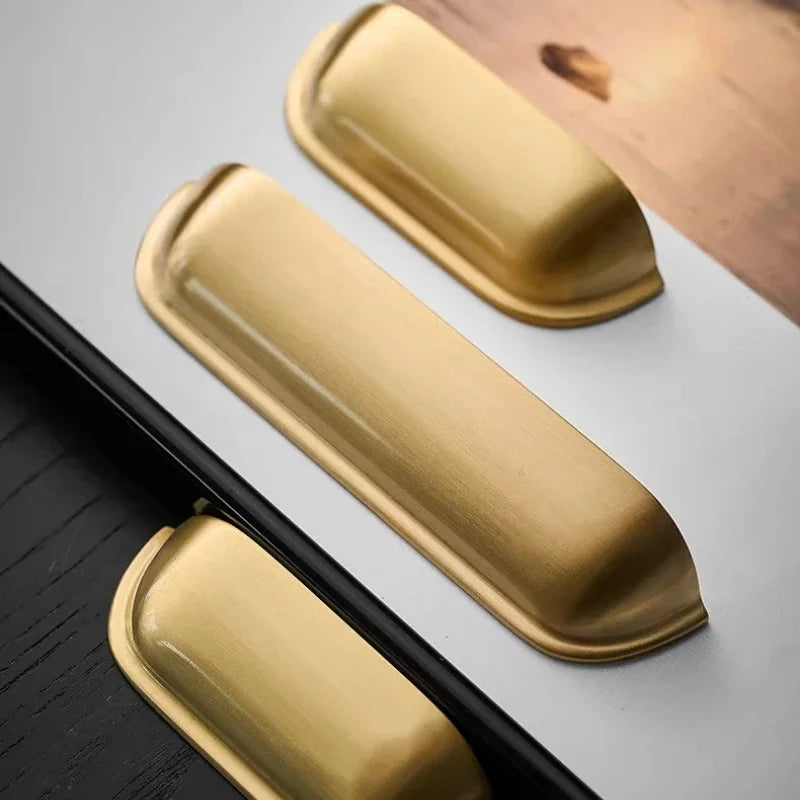 Bedroom Wardrobe Kitchen Drawer Shoe Cabinet Door Handle Gold Shell Shape Brass Handle Furniture Knob Handware Decorative Handle