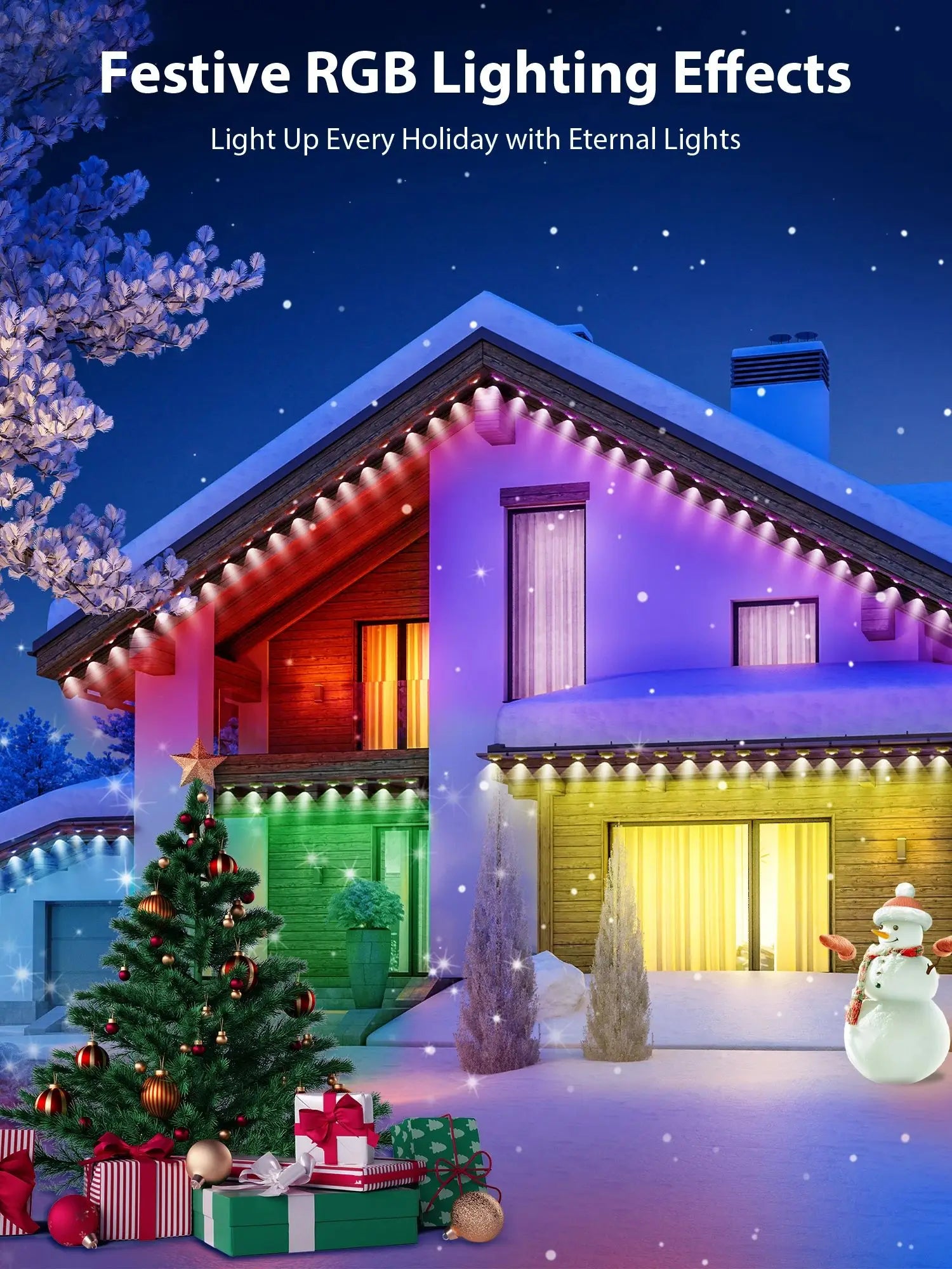 100ft/150ft Smart RGBIC Permanent Outdoor Lights for House, Waterproof Eaves Lighting with 72 Scene Modes for Christmas Party
