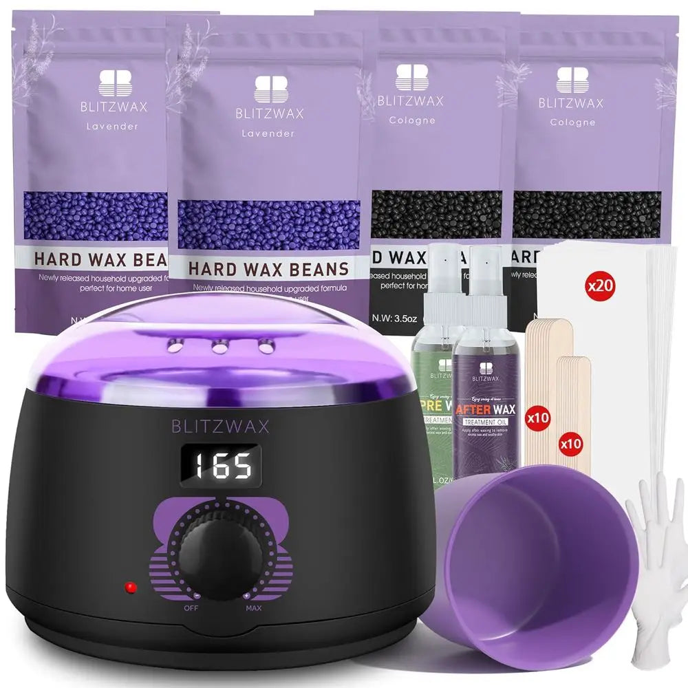 Brazilian and Bikini Waxing Kit for Women, Hard Wax Warmer, Legs and Body Hair Removal Kit, Beginner Friendly, Digital Fast Heat