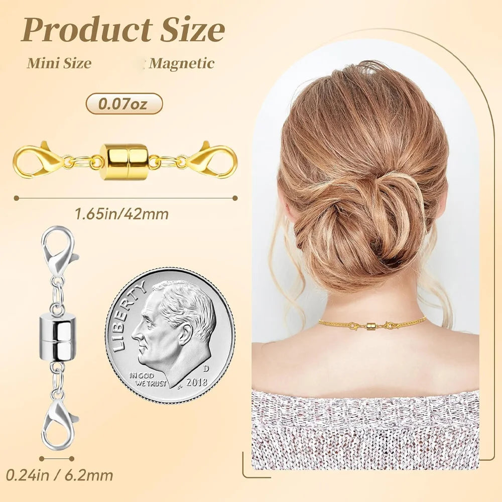 Magnetic Necklace Clasp and Closures with Double Lobster Clasp, Necklace Extenders for Women Jewelry Magnetic Clasps for Necklac