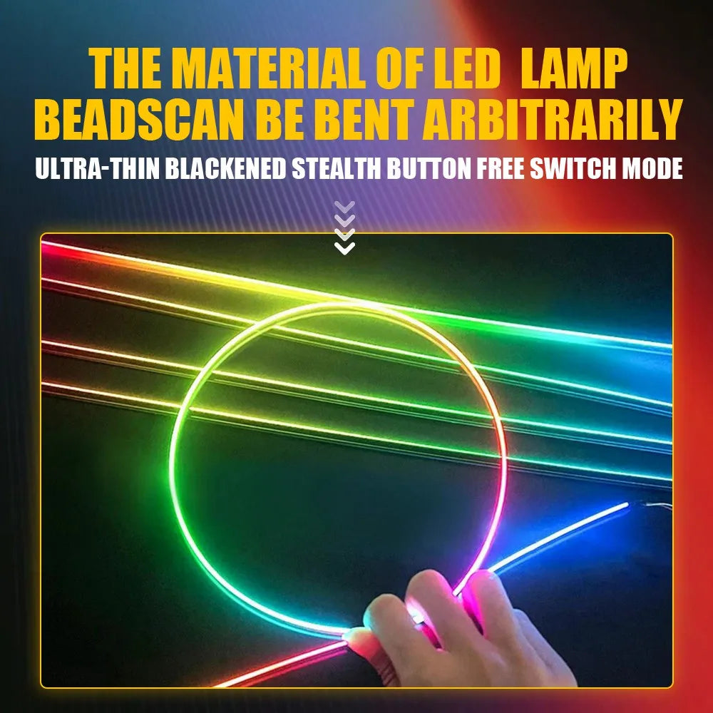 1Set Universal Colorful LED Sunroof Lights RGB Car Roof Panoramic Skylight Ambient Lamp Strips APP Control  LED Light Strip Kit
