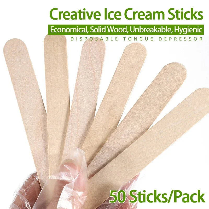 50/100pcs wooden popsicle sticks Hand Crafts Wood Ice Cream Popsicle Sticks DIY Wooden Sticks