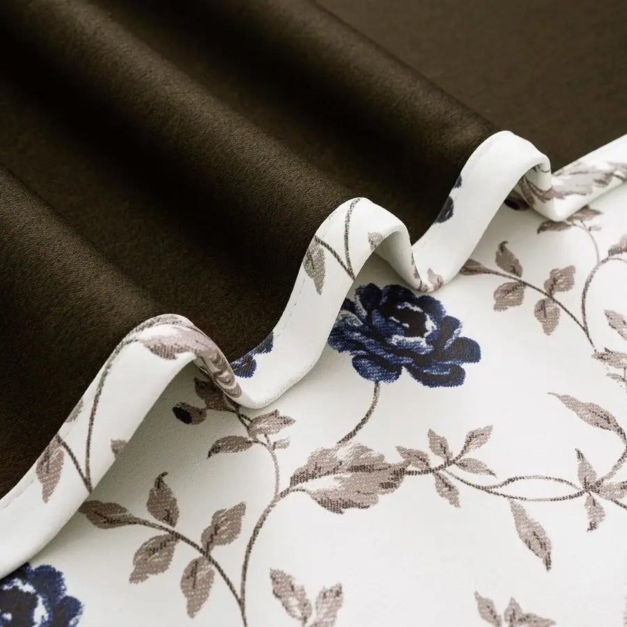 Blue Floral 100 Blackout Curtains 54 Inches Long 2 Panels for Bedroom Living Room Vintage Rose Flower Patterned Room Darkening T