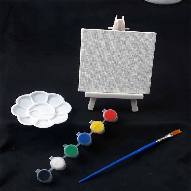 DIY Digital Oil Painting Set 10x10cm Mini Square Art Canvas Easel Acrylic Hand-Painted Art Board