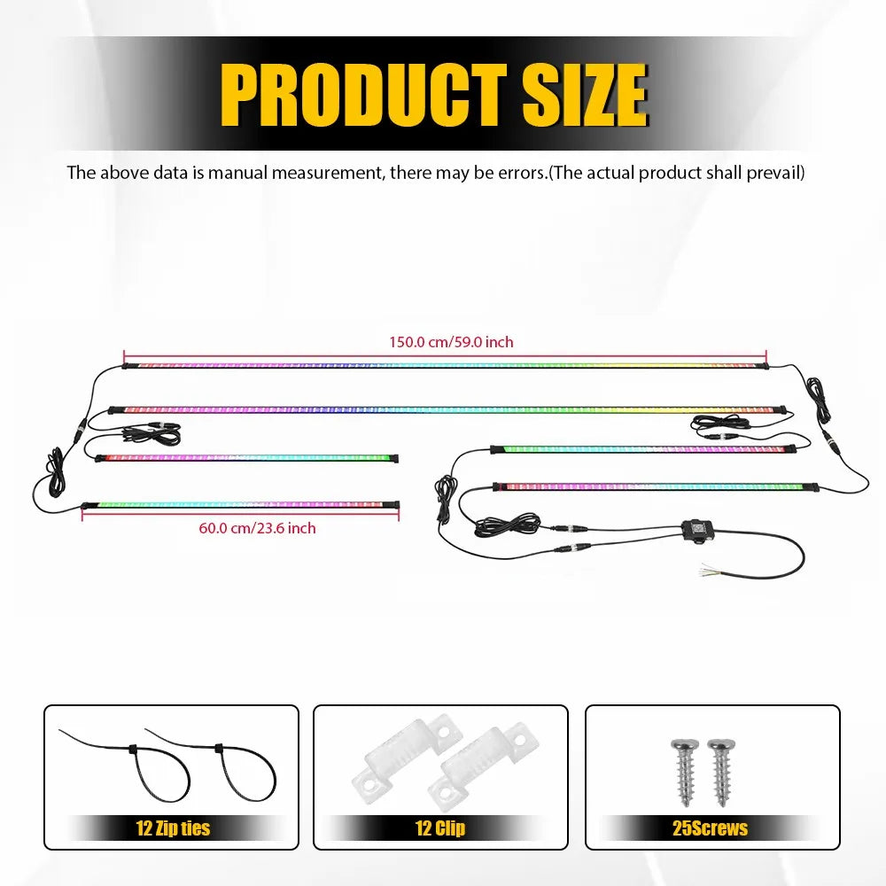 1Set Double Row LED RGB Dream Lights Strips Neon Underglow Lamps APP & Remote 5050 SMD LED Strip Super Bright Accessories